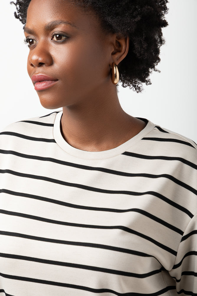 Stripe Short Sleeve T-Shirt Natural And Black (3)