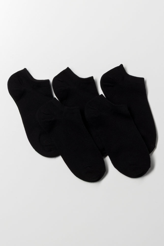 5 Pack Cotton Low Cut Socks Black
