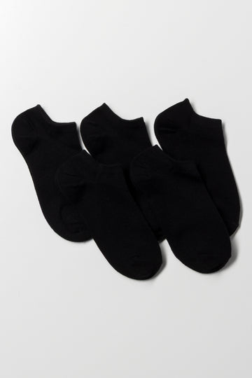 5 Pack Cotton Low Cut Socks Black