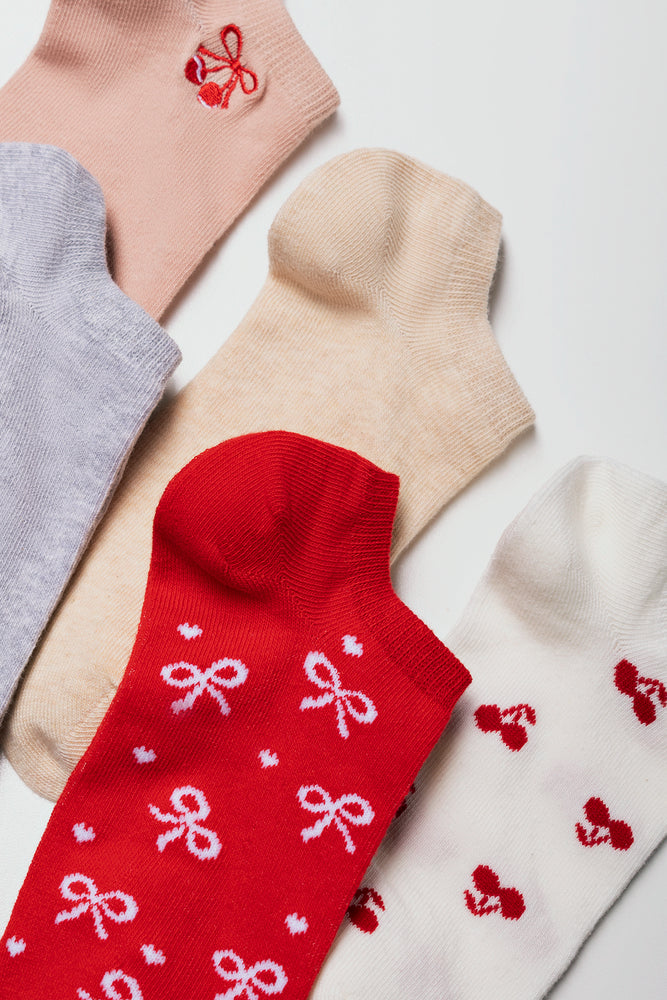 5 Pack Cherry Low Cut Socks Multicolour (3)