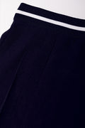 Rib Waist Pleated Skirt Navy (1)