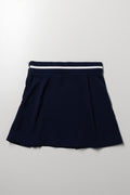 Rib Waist Pleated Skirt Navy (2)
