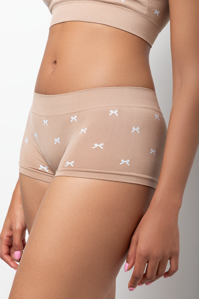 3 Pack Seam Free Boyleg Panties White, Brown & Beige (4)
