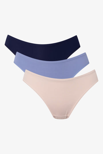 3 Pack Bikini Panties Blue And Natural