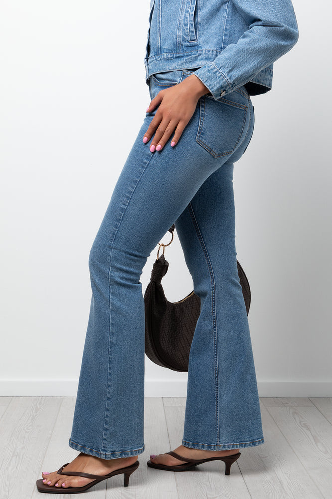 Flare Leg Denim Jeans Blue