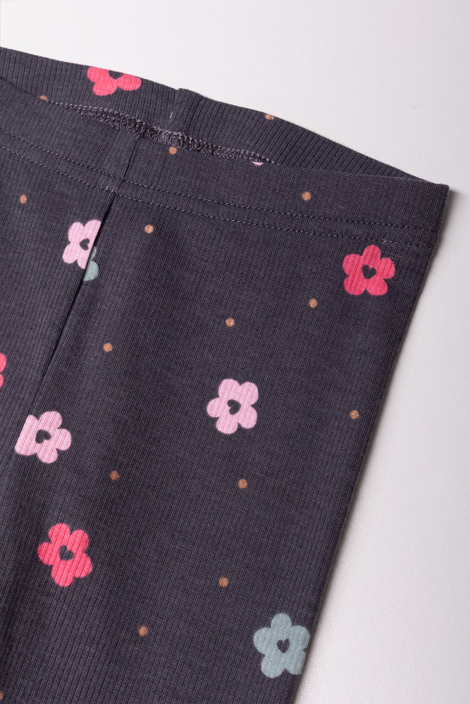 Daisy Rib Leggings Dark Grey