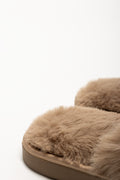 Bow Fur Trim Slippers Natural (3)