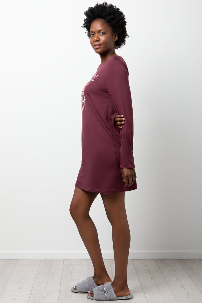 Long Sleeve Sleepshirt Burgundy
