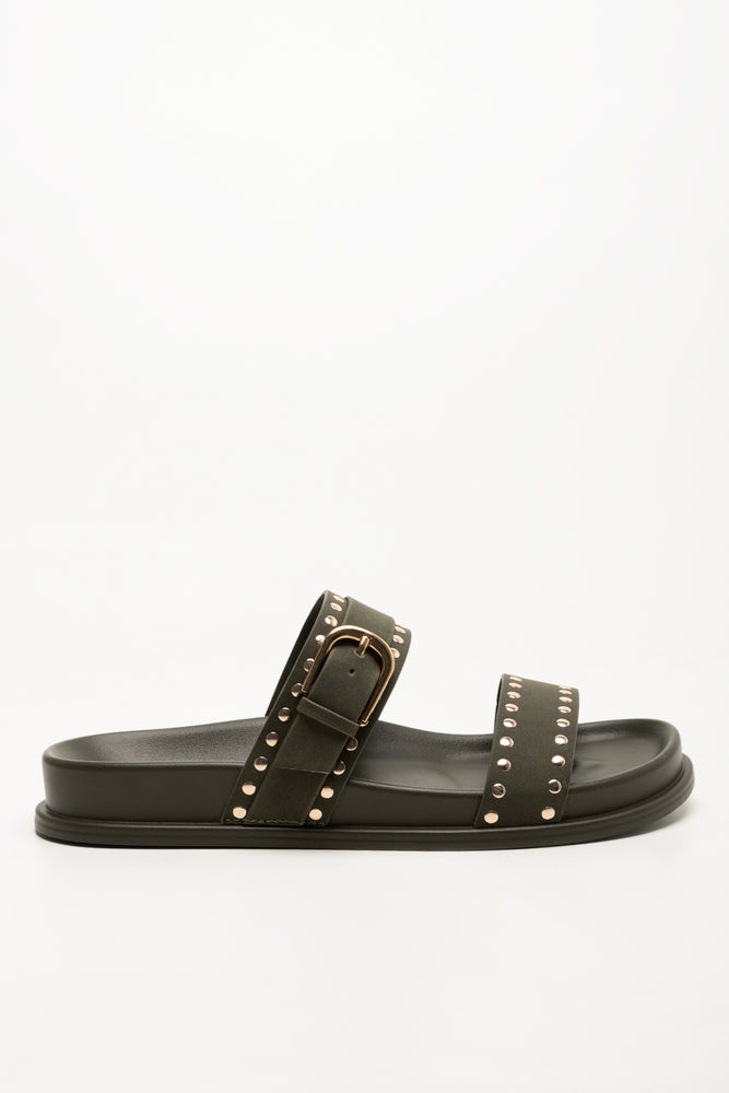 Studded Sandals Dark Green
