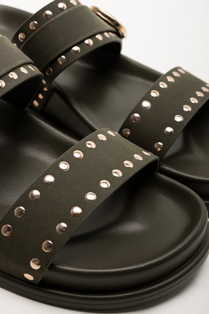 Studded Sandals Dark Green (2)