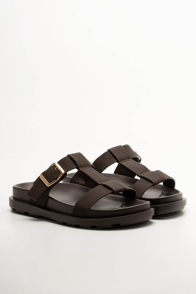 T-Bar Buckle Sandals Chocolate