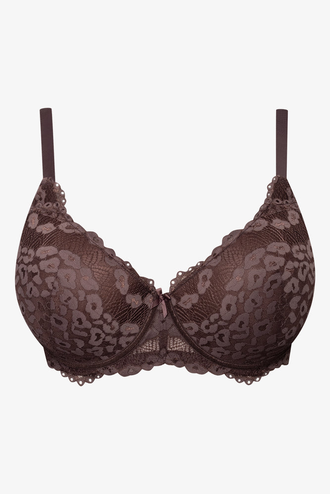 Plus Size 2 Pack  Lace Balconette Bra Brown And White (3)
