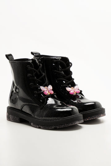 Charm Lace Up Boots Black