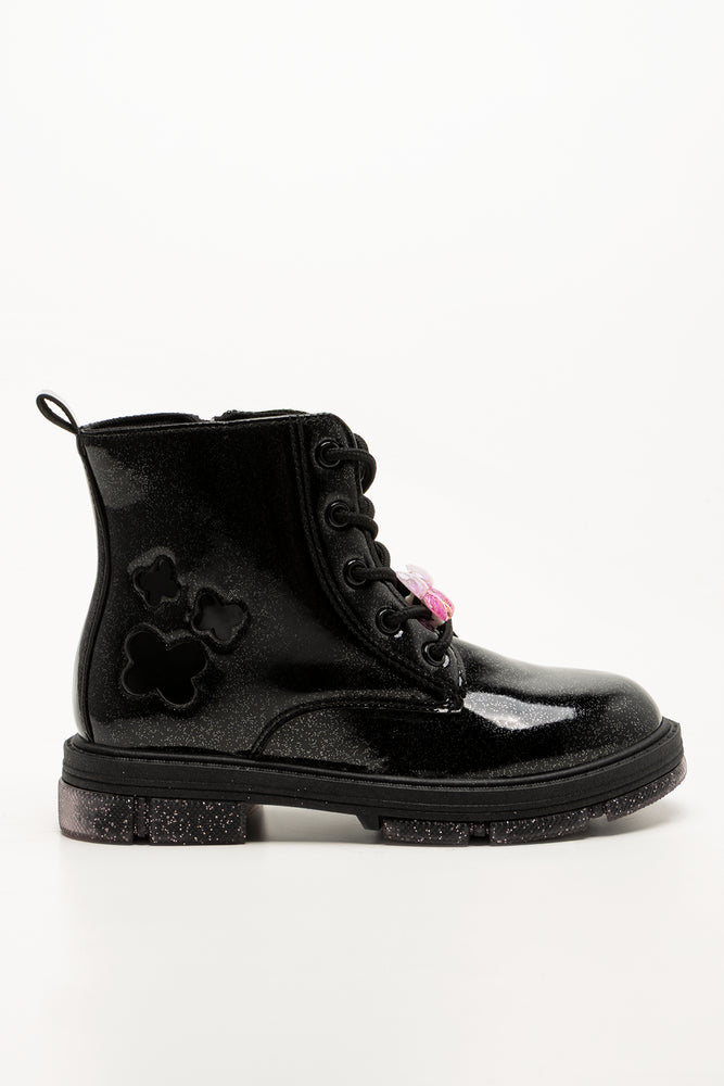 Charm Lace Up Boots Black (1)