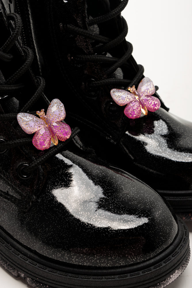 Charm Lace Up Boots Black (2)