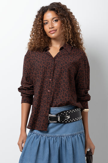 Leopard Long Sleeve Shirt Brown