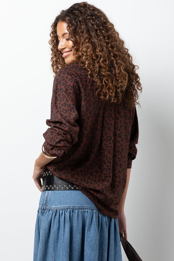 Leopard Long Sleeve Shirt Brown (2)