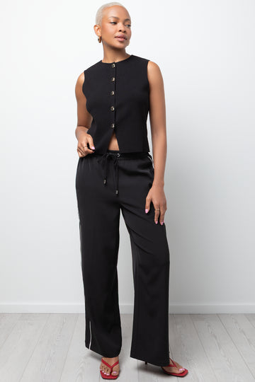 Pants with Side Piping Black