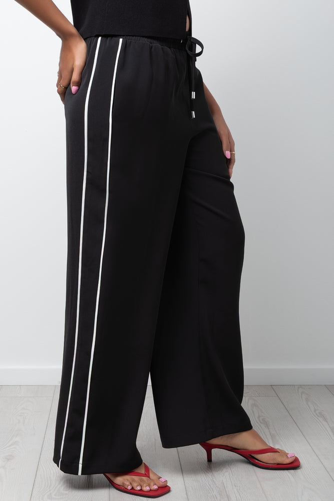 Pants with Side Piping Black