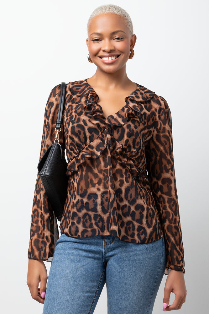 Chiffon Leopard Print Blouse