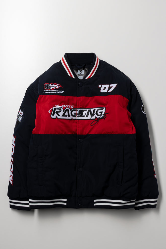 Bomber Jacket with Badges Black