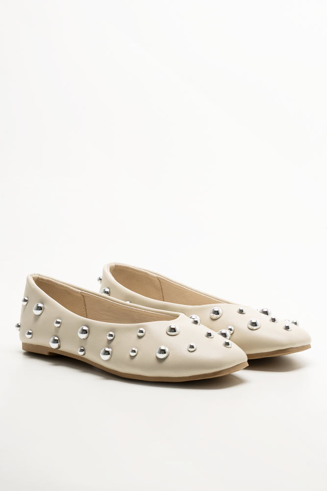 Studded Pumps Natural
