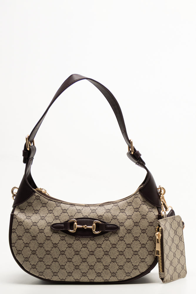 Monogram Crescent Bag Chocolate