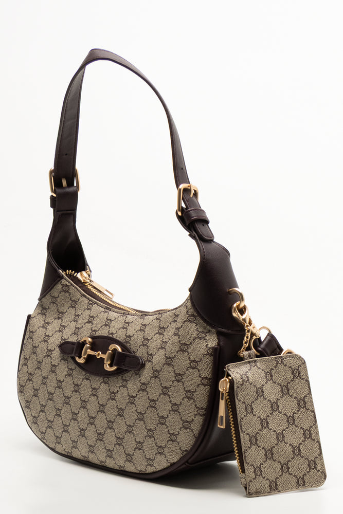 Monogram Crescent Bag Chocolate (1)