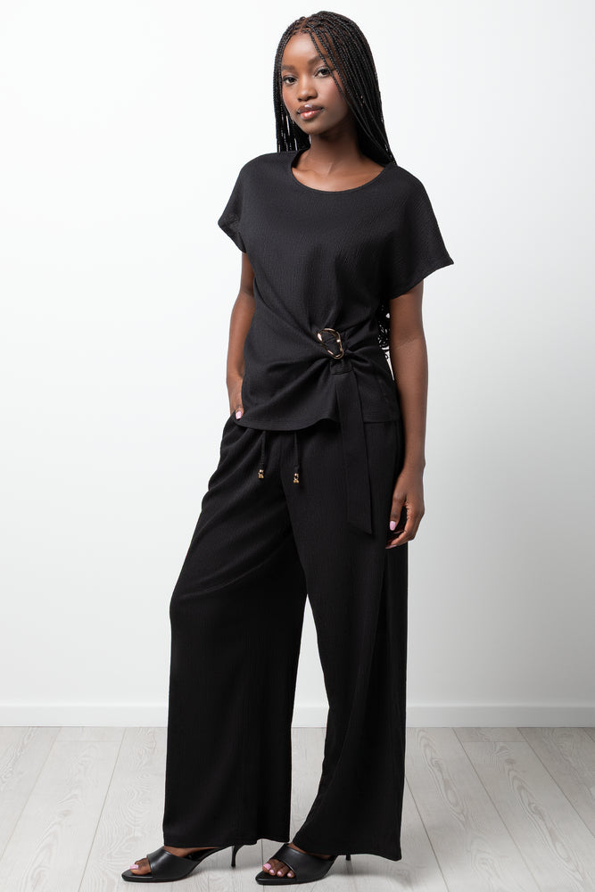 Short Sleeve Knit Top Black