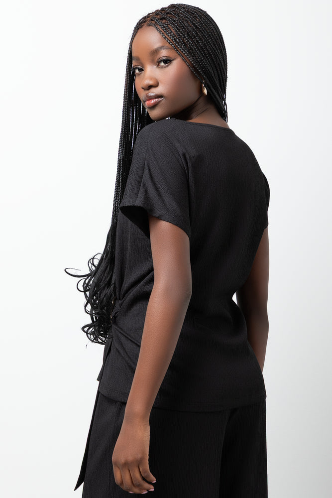 Short Sleeve Knit Top Black (2)