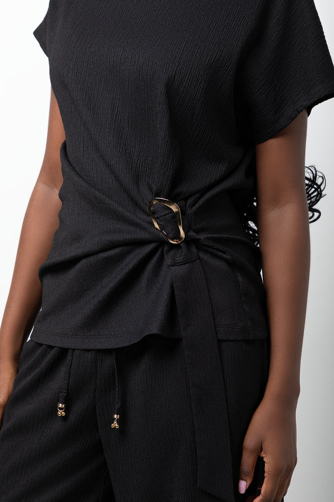 Short Sleeve Knit Top Black (3)