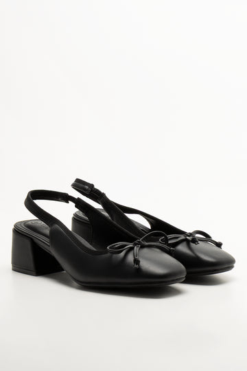 Block Slingback Heels Black