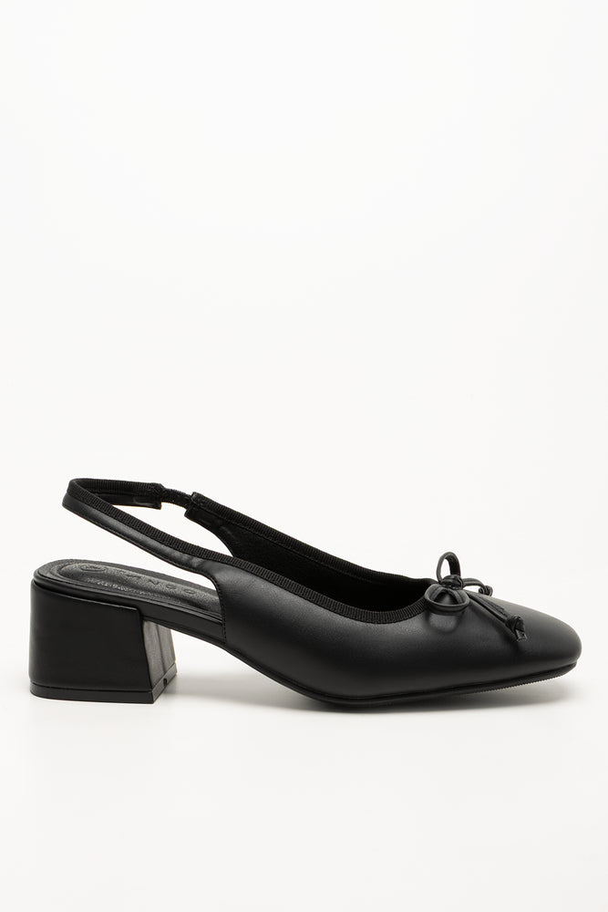 Block Slingback Heels Black