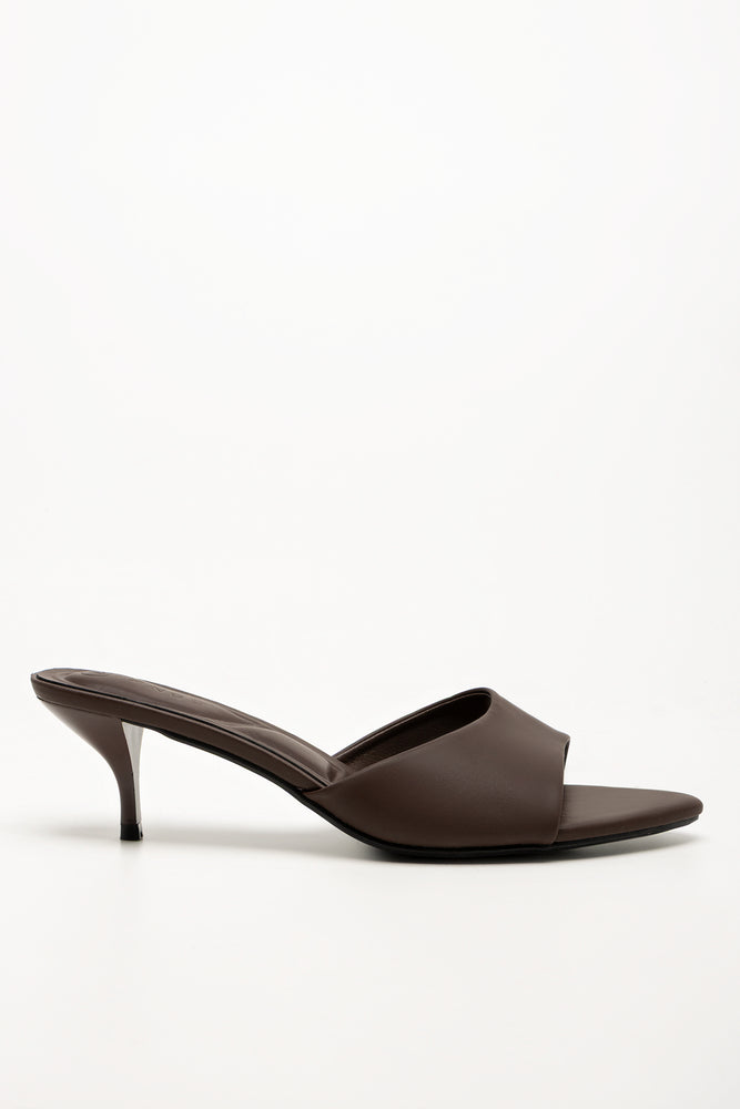 Kitten Heel Mule Sandal Brown (1)