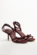 Bow Strap Heel Sandals Burgundy