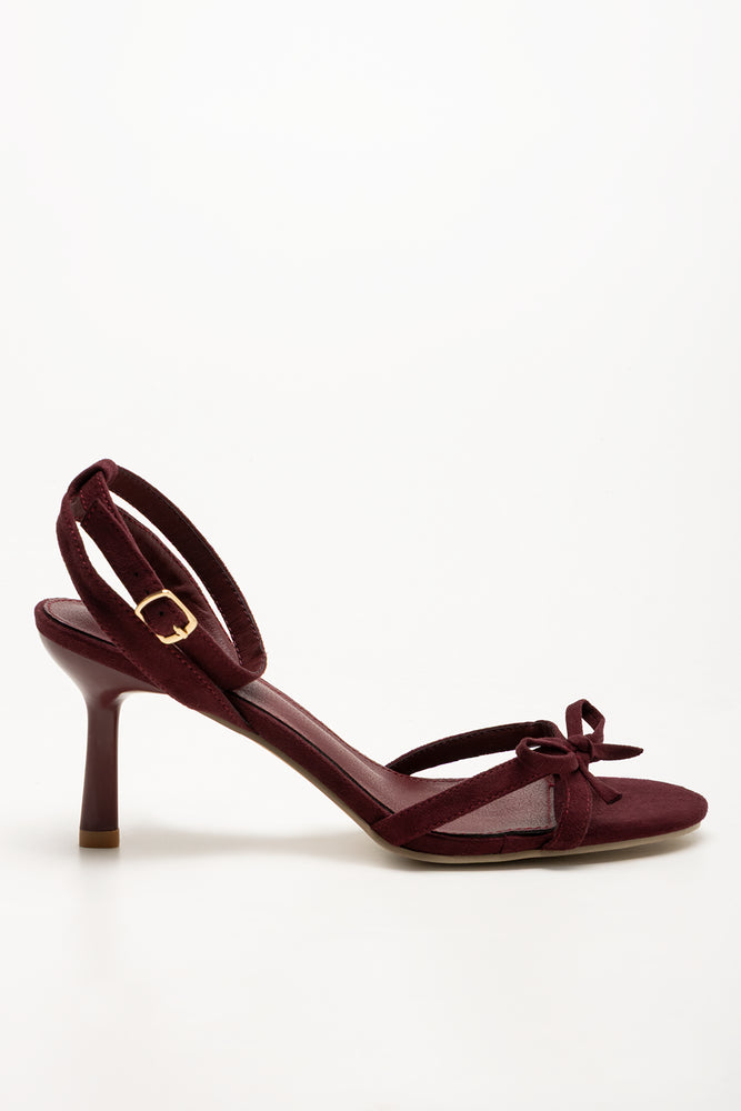 Bow Strap Heel Sandals Burgundy (1)