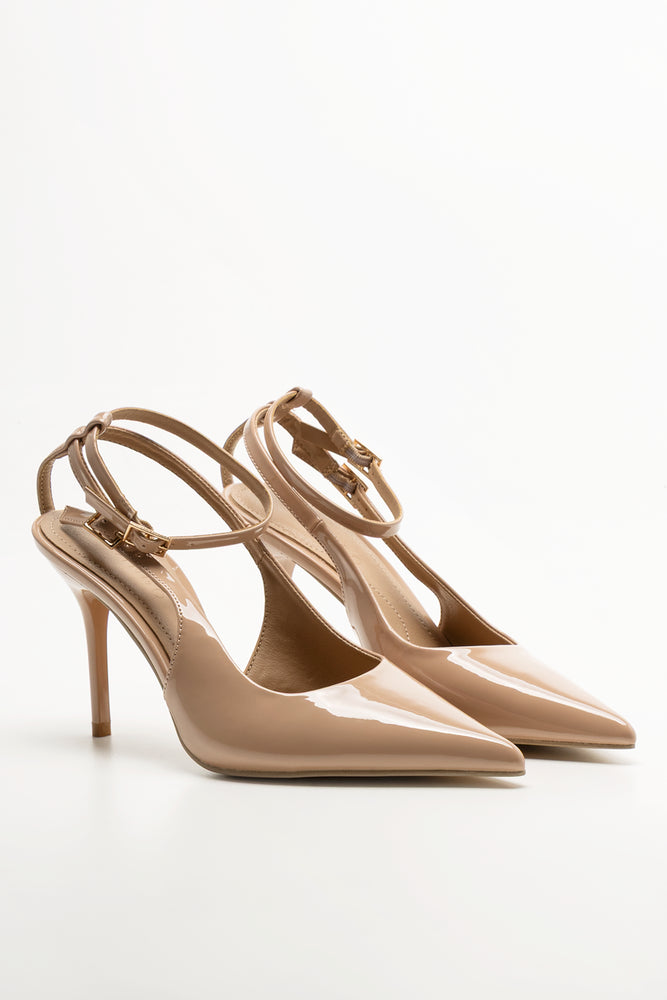Court Ankle Strap Heels Natural