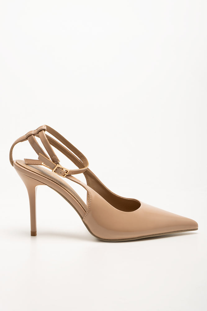 Court Ankle Strap Heels Natural