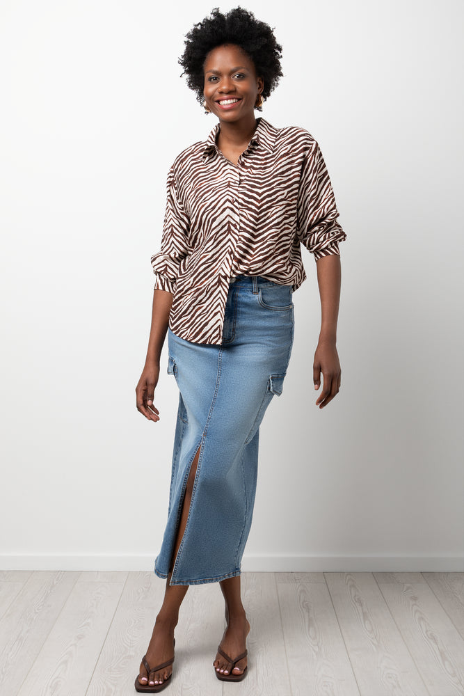 Utility Denim Skirt Blue