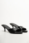 Kitten Heel Mule Sandal Black
