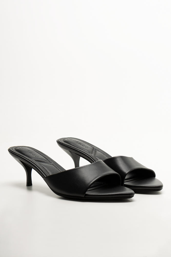 Kitten Heel Mule Sandal Black