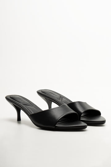 Kitten Heel Mule Sandal Black