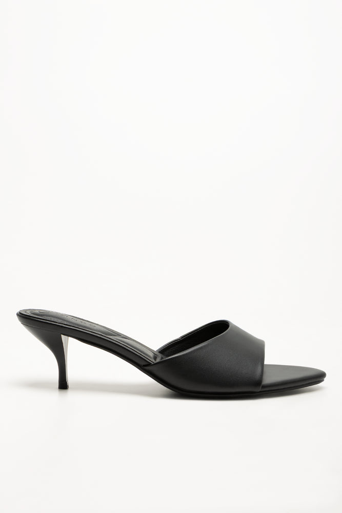 Kitten Heel Mule Sandal Black