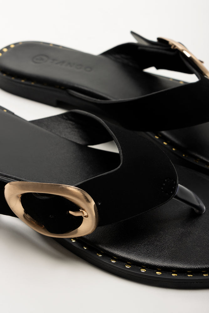 Buckle Thong Sandals Black (2)