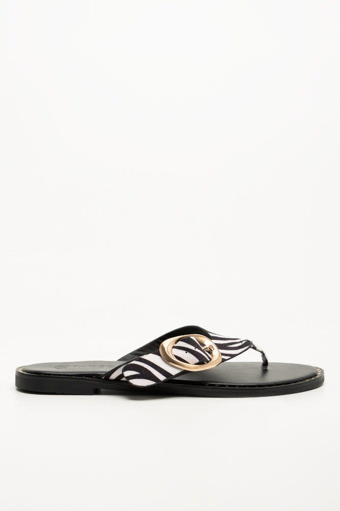 Thong Mule with Buckle Black (1)