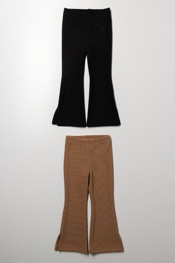 2 Pack Flare Leggings Natural And Black