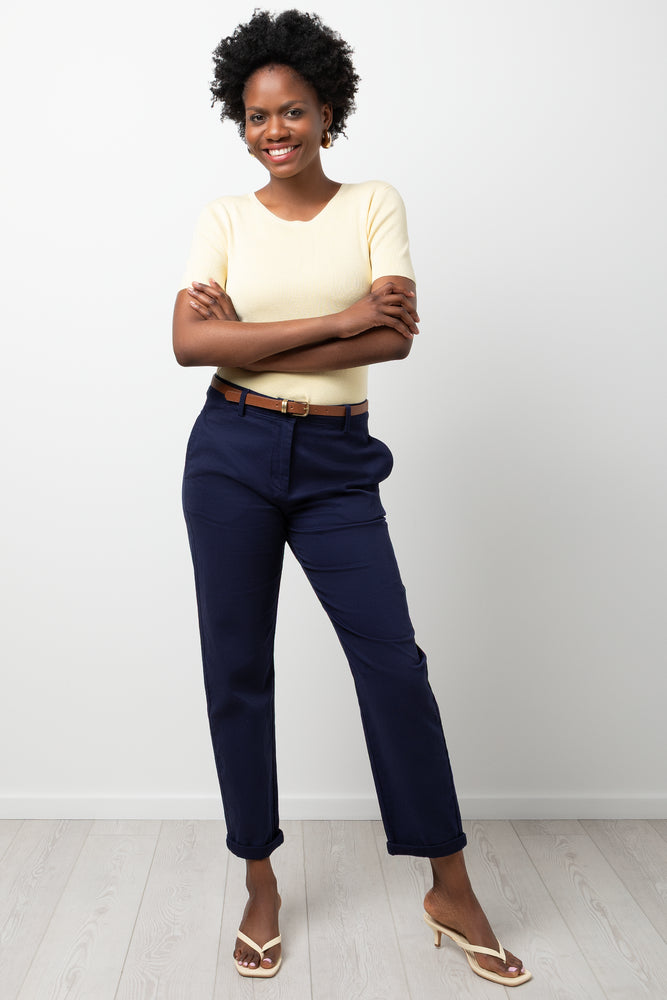 Belted Chino Pants Navy