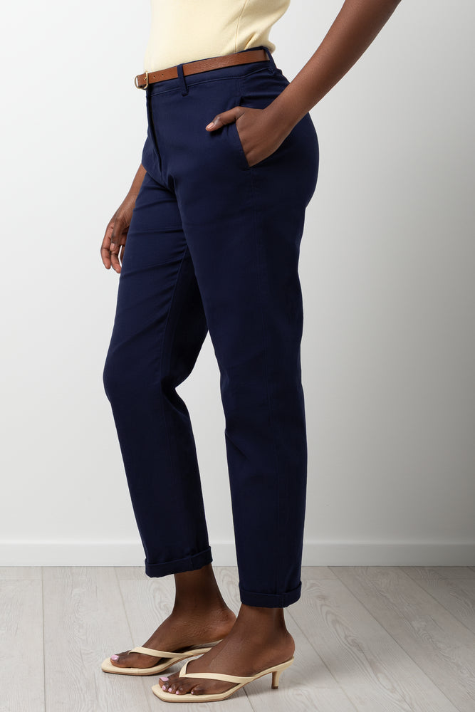 Belted Chino Pants Navy