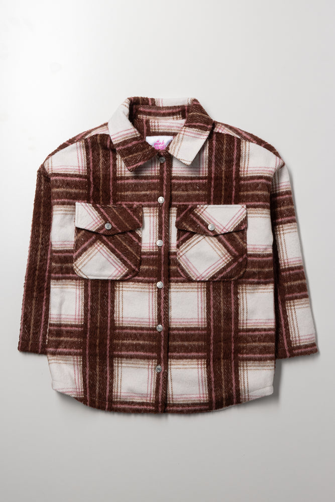 Check Shacket Brown