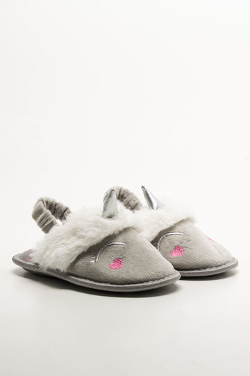 Unicorn Slingback Slippers Grey